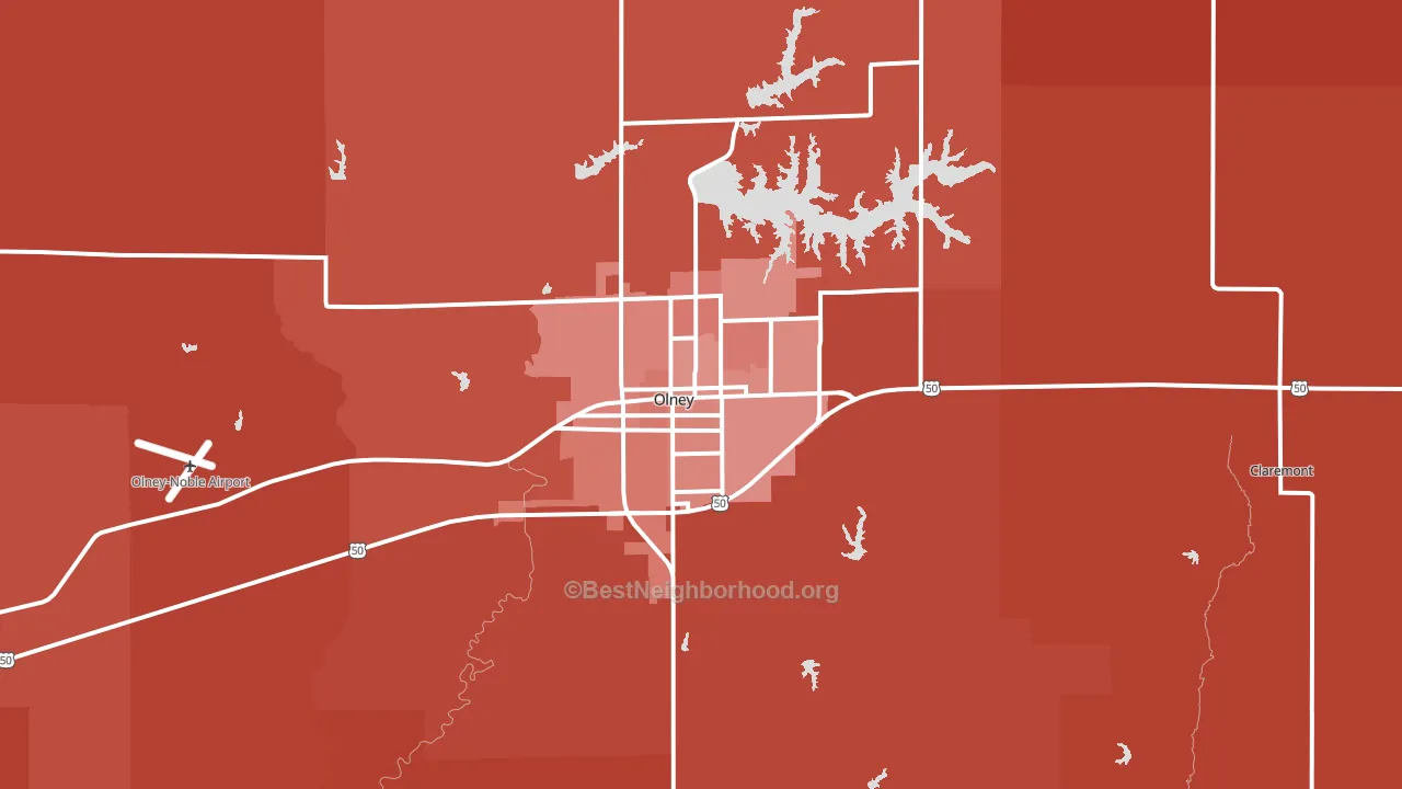 Olney, IL block-group political-lean map