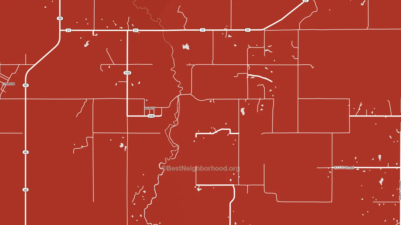 Olney, OK block-group political-lean map