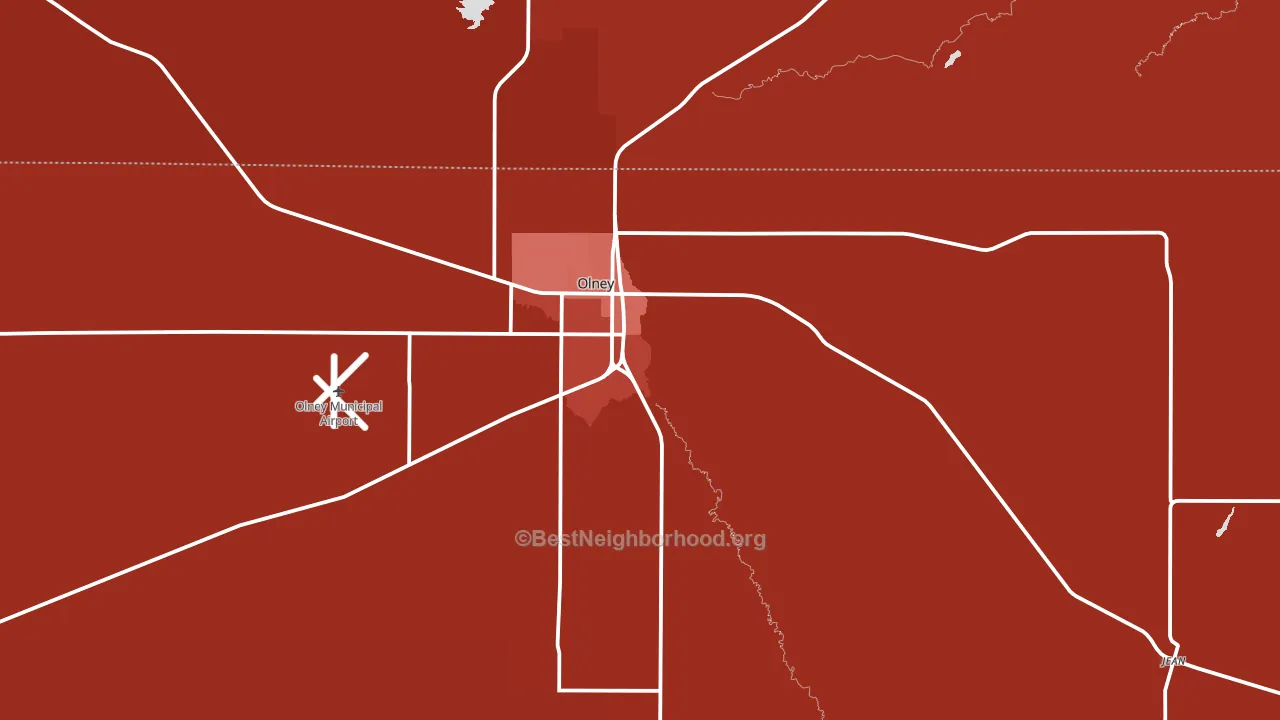 Olney, TX block-group political-lean map