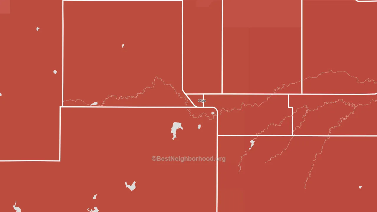 Olpe, KS block-group political-lean map