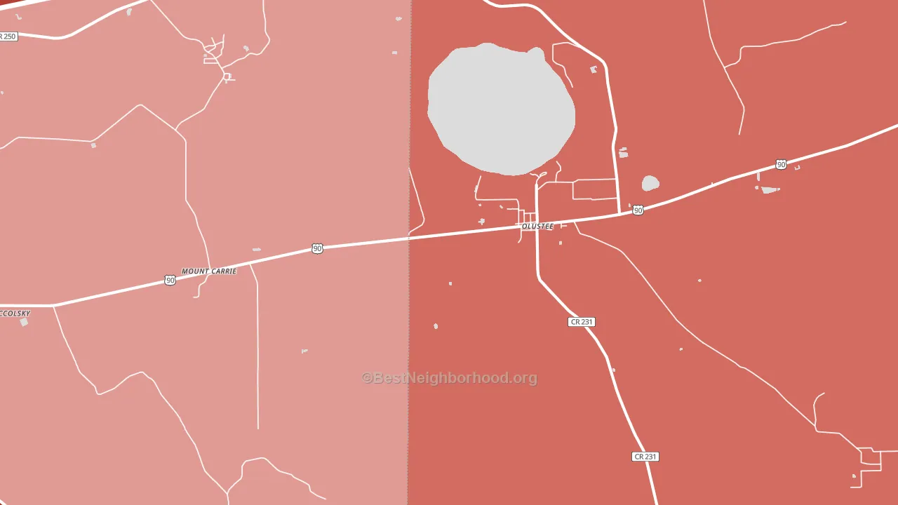Olustee, FL block-group political-lean map