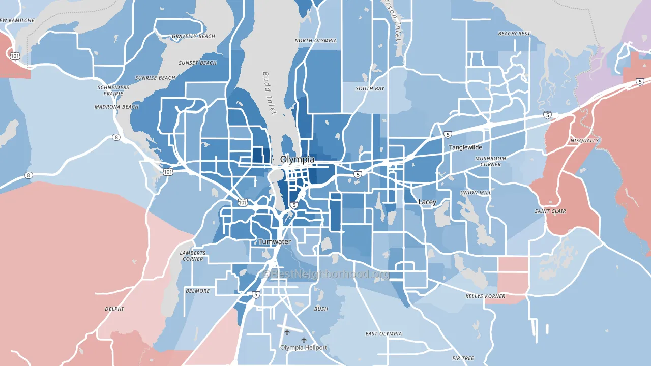 Olympia, WA block-group political-lean map