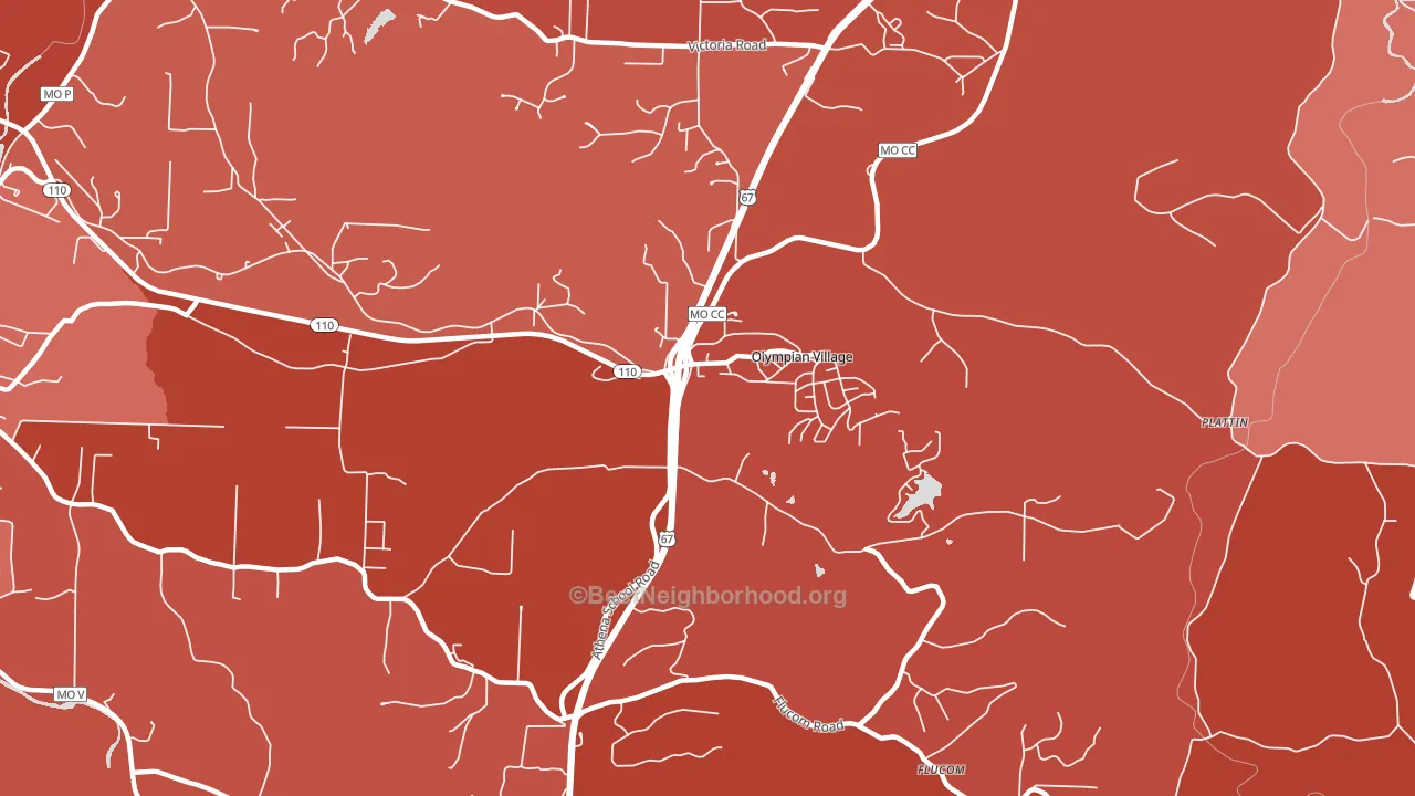Olympian Village, MO block-group political-lean map