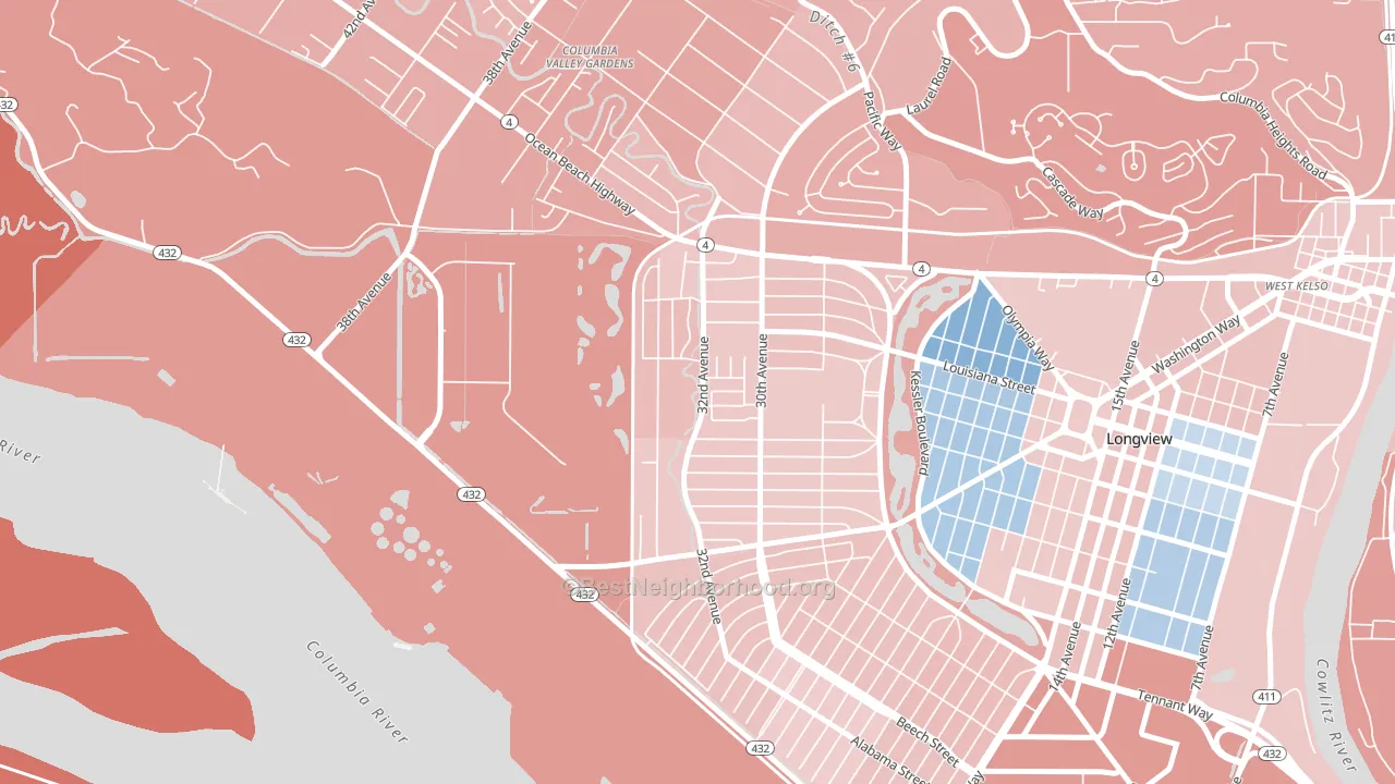 Olympic West, Longview, WA block-group political-lean map