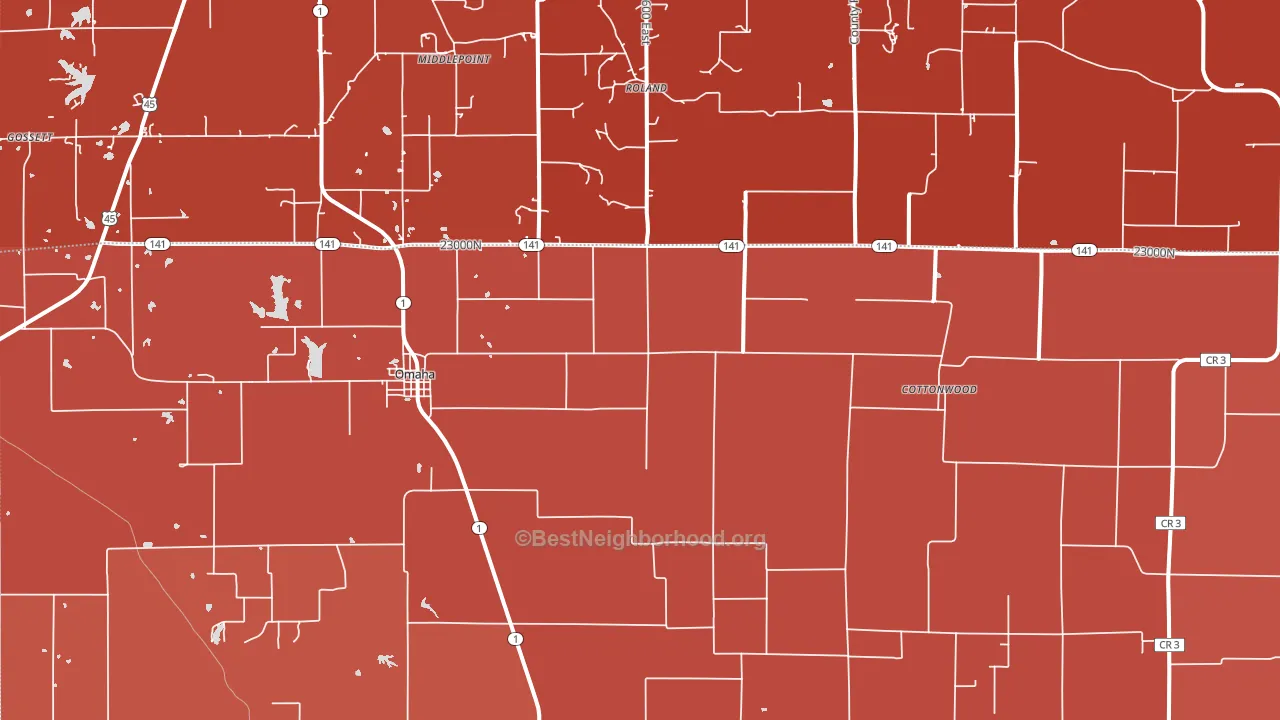 Omaha, IL block-group political-lean map