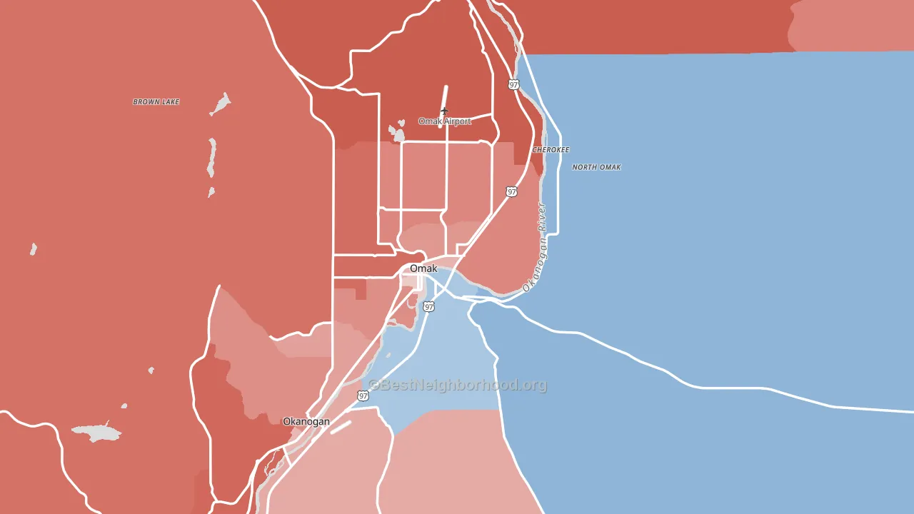 Omak, WA block-group political-lean map
