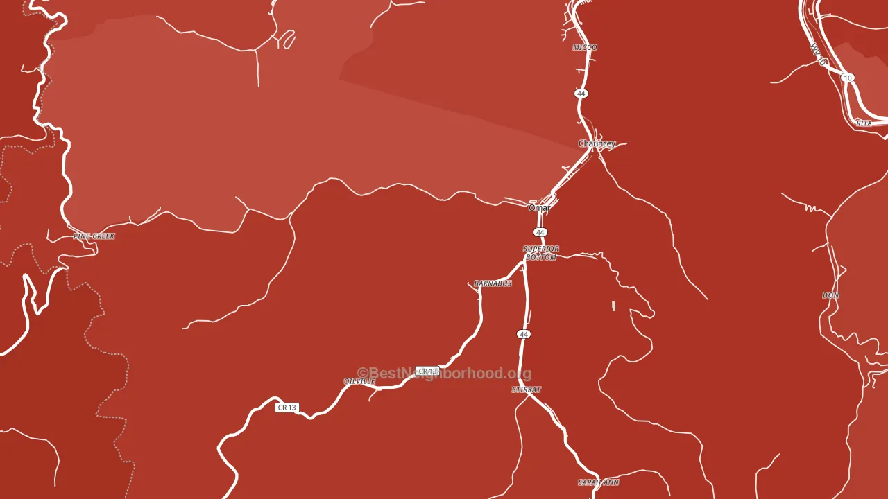 Omar, WV block-group political-lean map