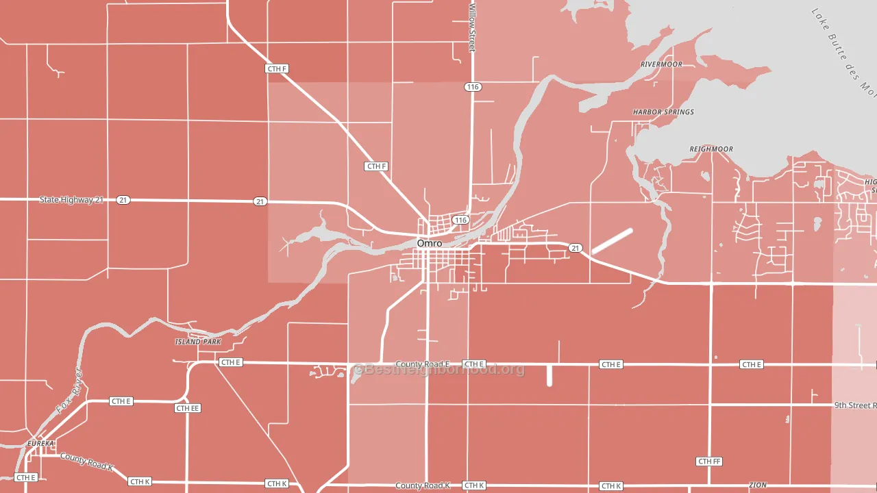 Omro, WI block-group political-lean map