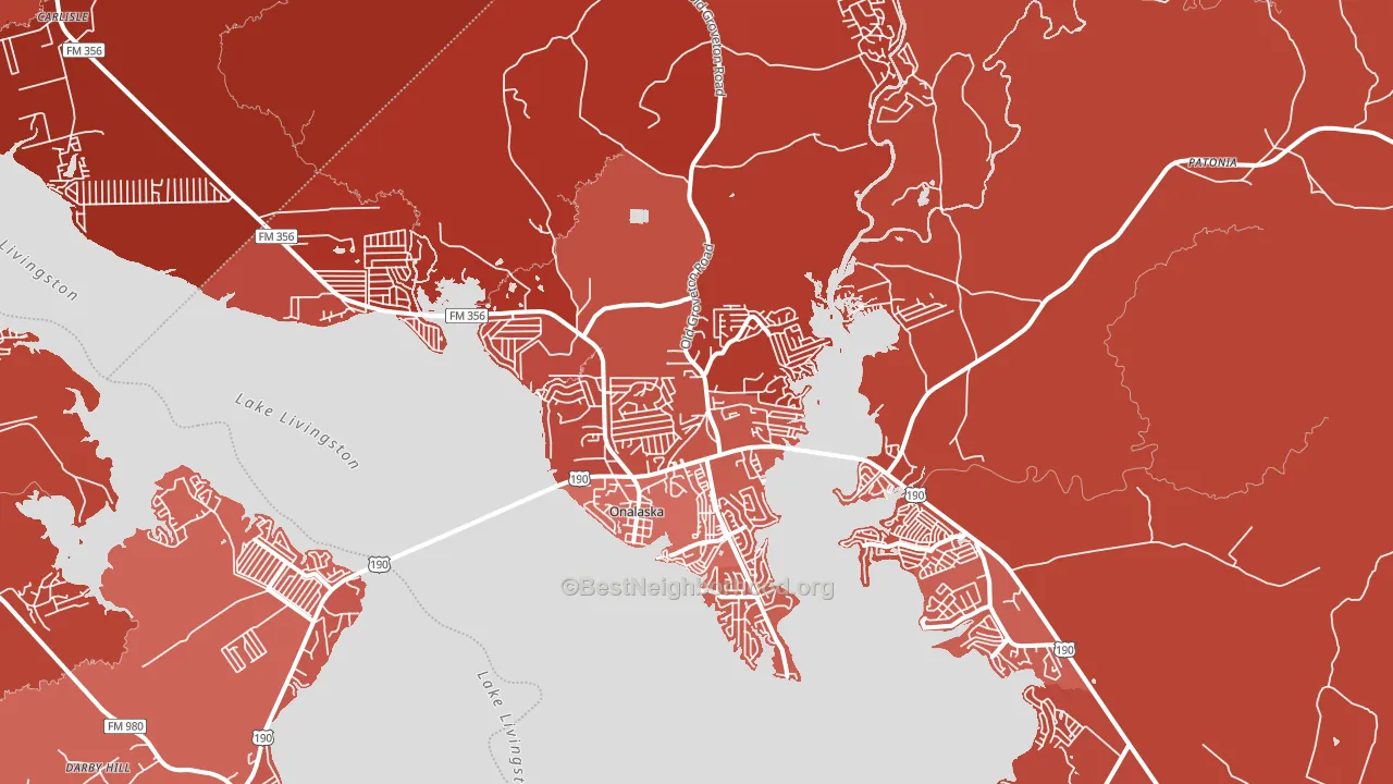 Onalaska, TX block-group political-lean map