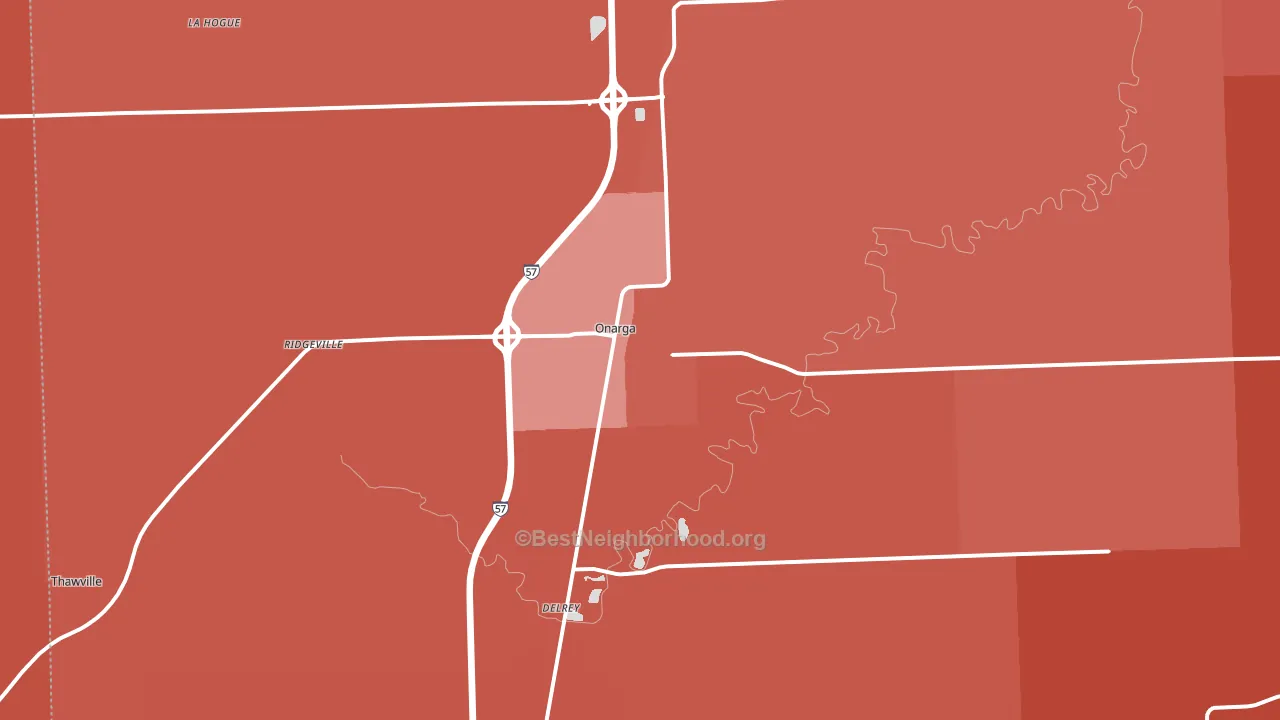 Onarga, IL block-group political-lean map