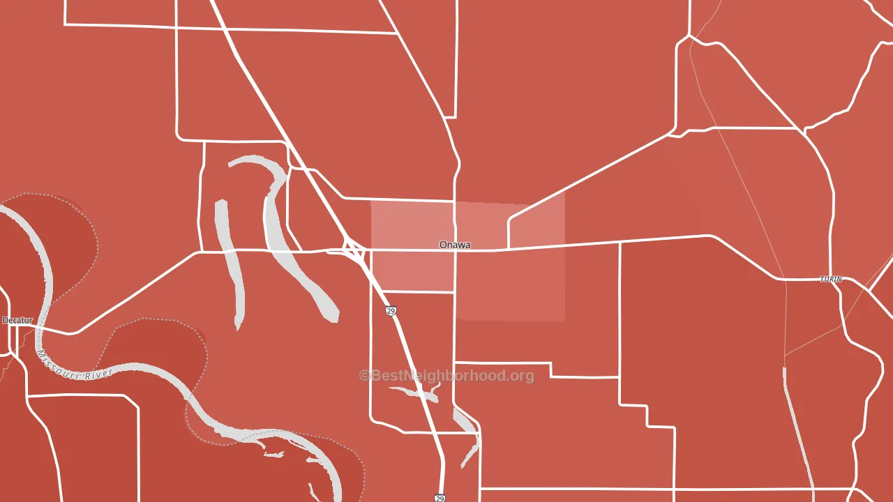 Onawa, IA block-group political-lean map
