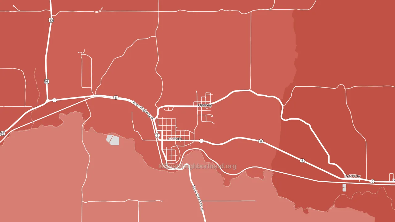 Onaway, ID block-group political-lean map