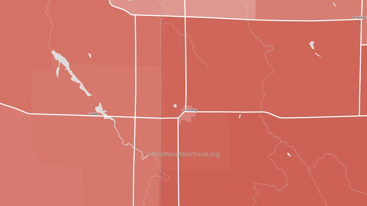 Onaway, MI block-group political-lean map