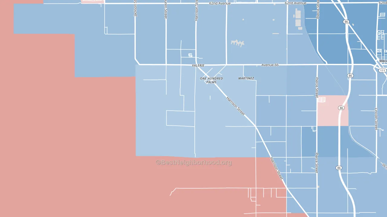 One Hundred Palms, CA block-group political-lean map