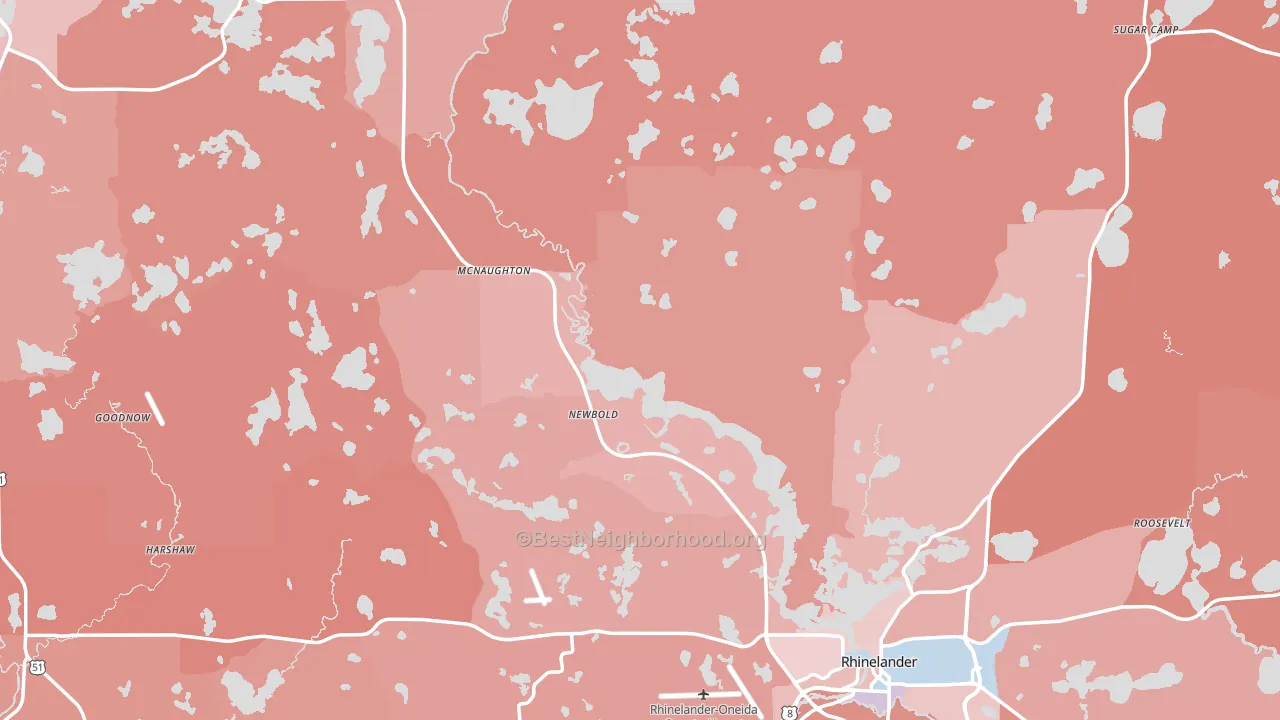 Oneida County, WI block-group political-lean map
