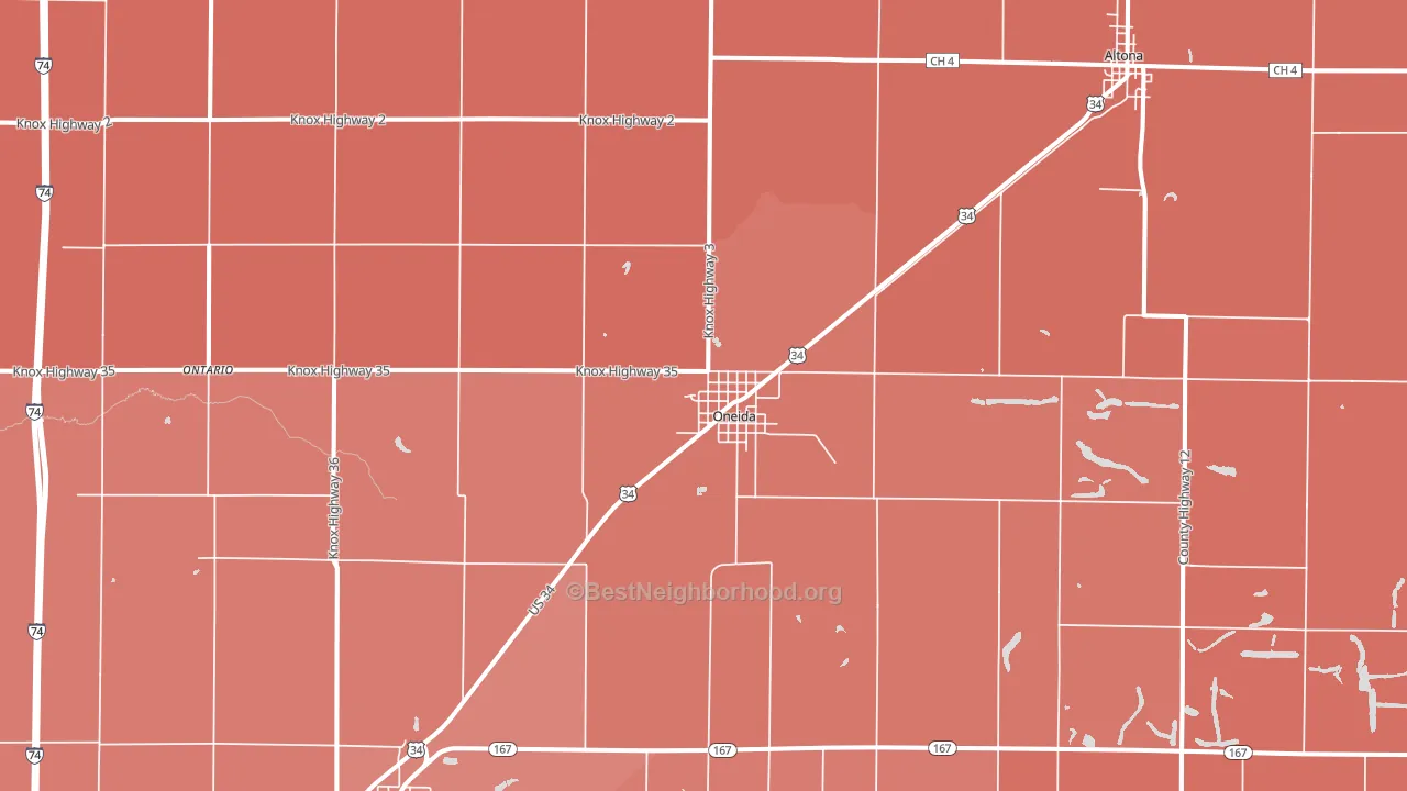 Oneida, IL block-group political-lean map