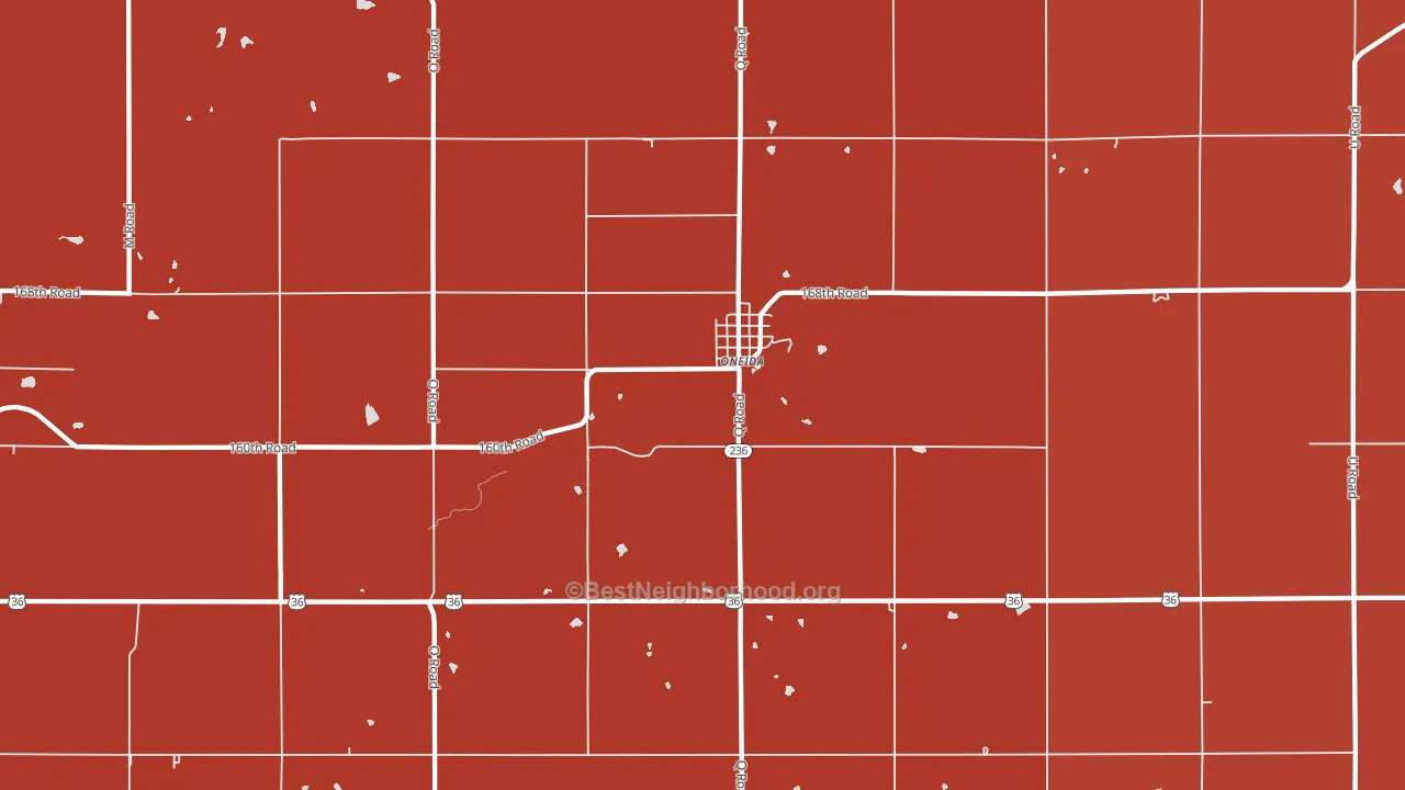 Oneida, KS block-group political-lean map