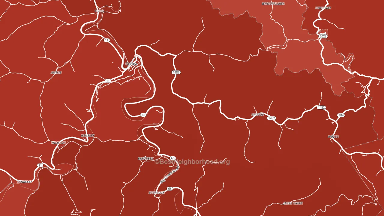 Oneida, KY block-group political-lean map
