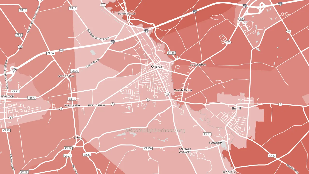 Oneida, NY block-group political-lean map