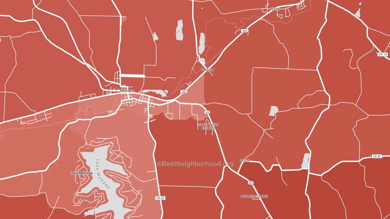 Oneida, OH block-group political-lean map