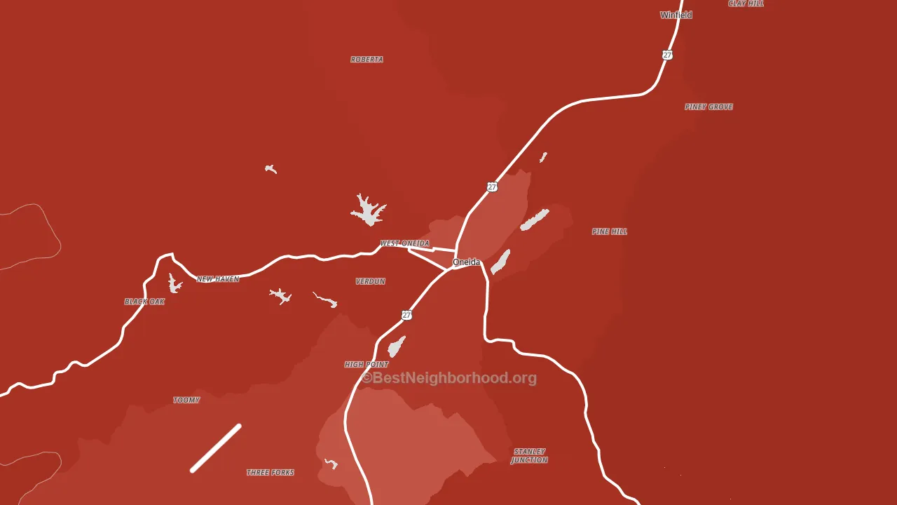 Oneida, TN block-group political-lean map