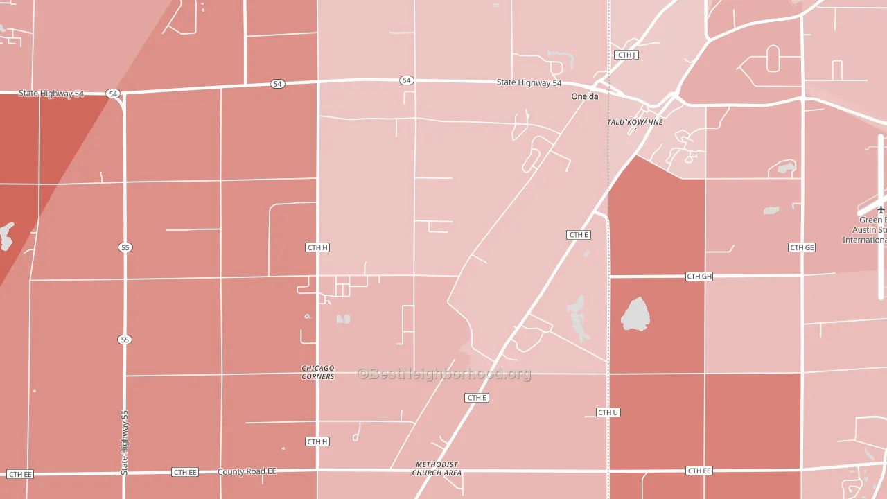 Oneida, WI block-group political-lean map