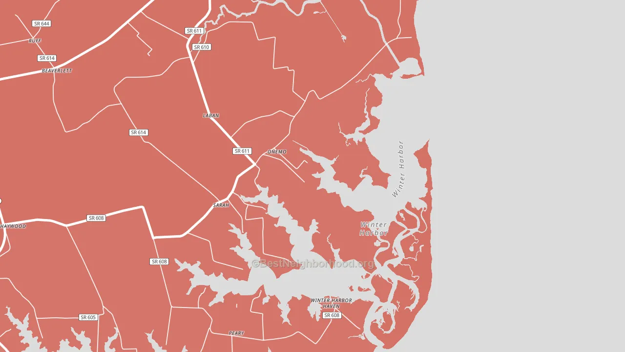 Onemo, VA block-group political-lean map
