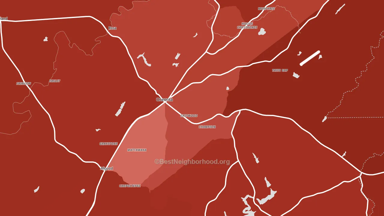 Oneonta, AL block-group political-lean map