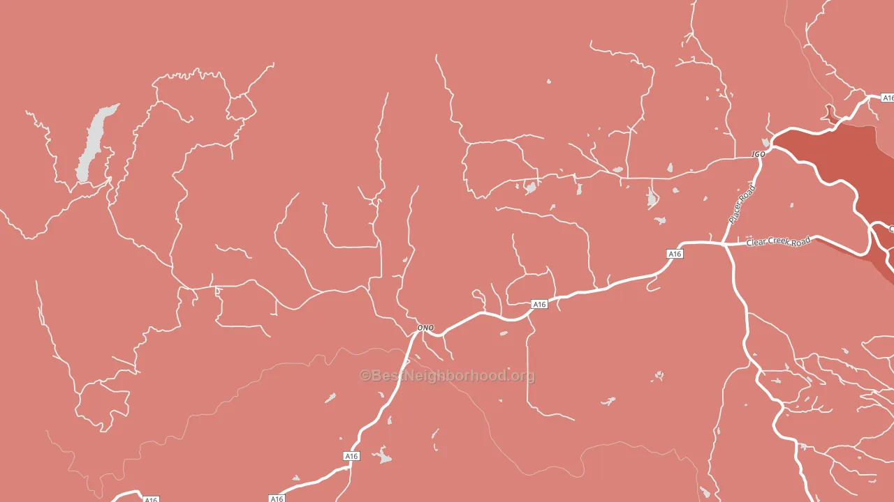 Ono, CA block-group political-lean map