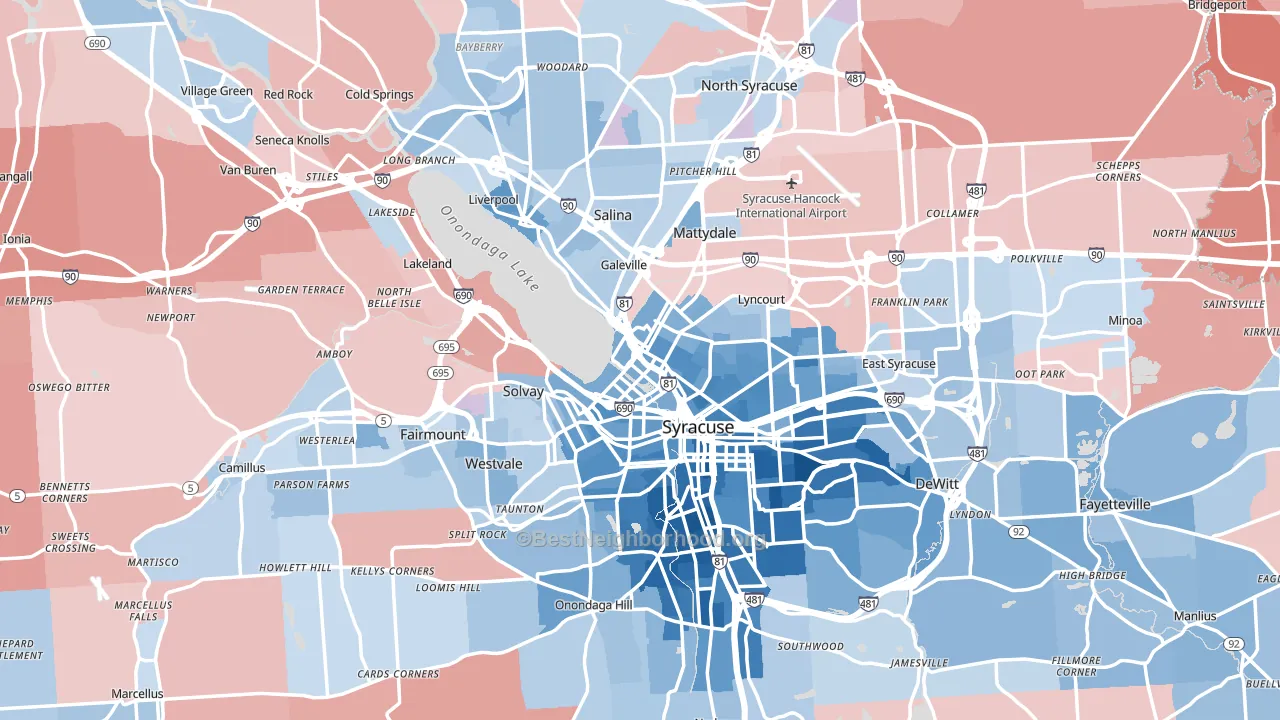 Onondaga County, NY block-group political-lean map