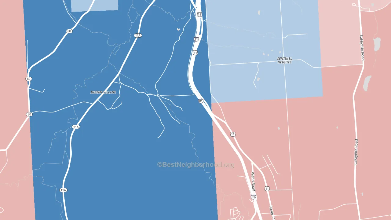 Onondaga, NY block-group political-lean map