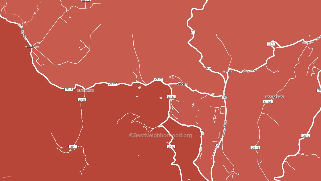 Onoto, WV block-group political-lean map