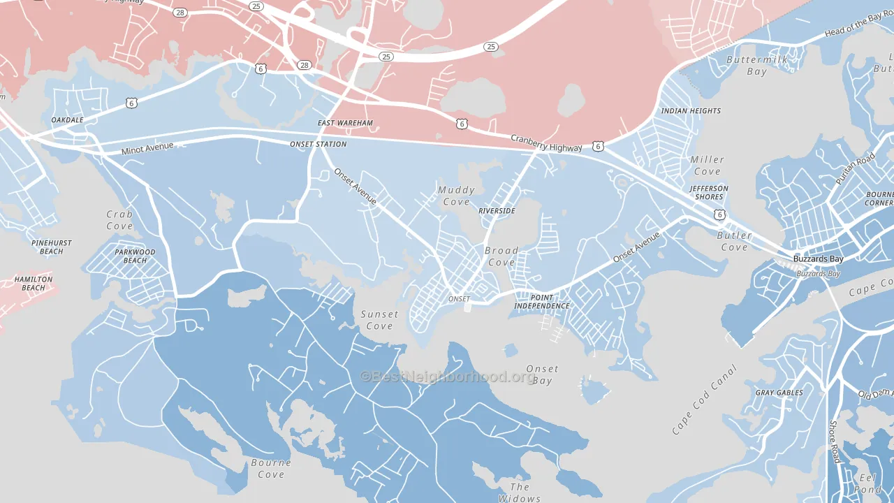 Onset, MA block-group political-lean map