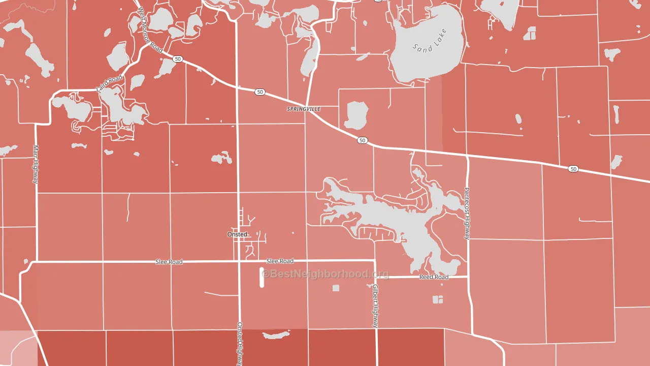 Onsted, MI block-group political-lean map