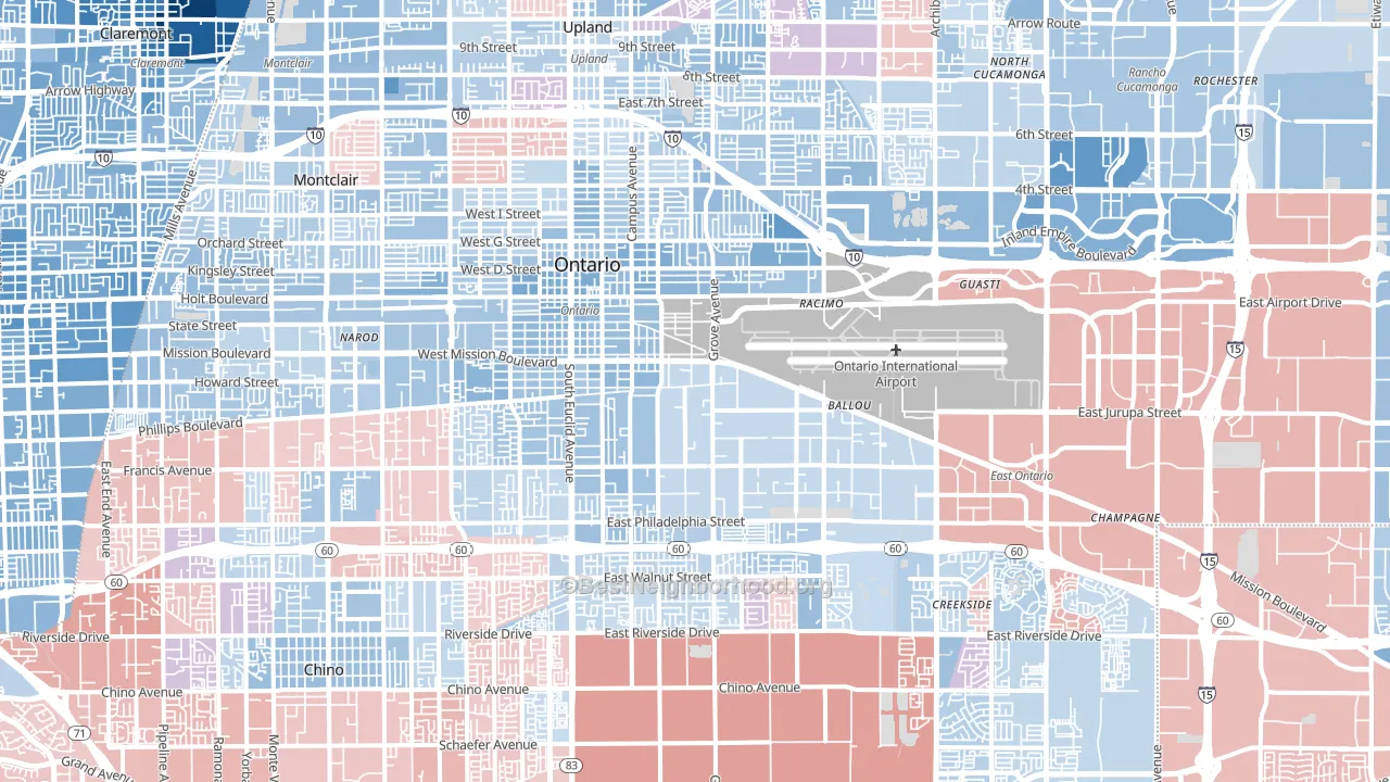 Ontario, CA block-group political-lean map
