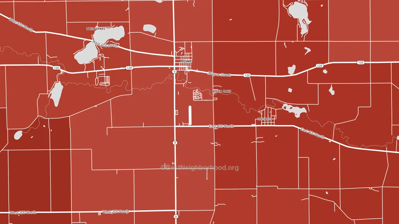Ontario, IN block-group political-lean map