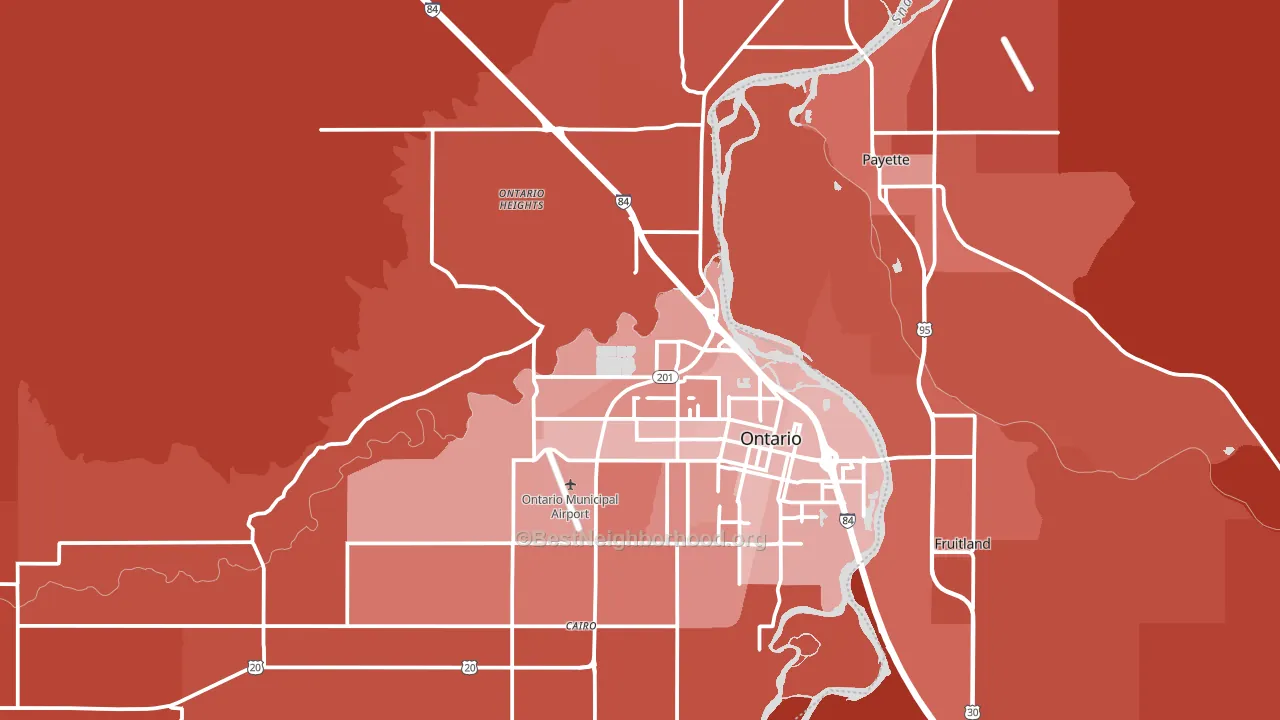 Ontario, OR block-group political-lean map