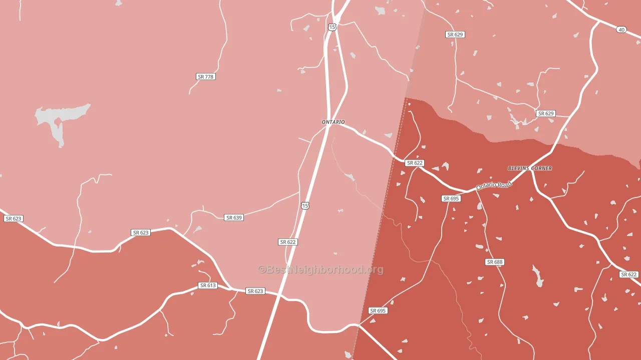 Ontario, VA block-group political-lean map