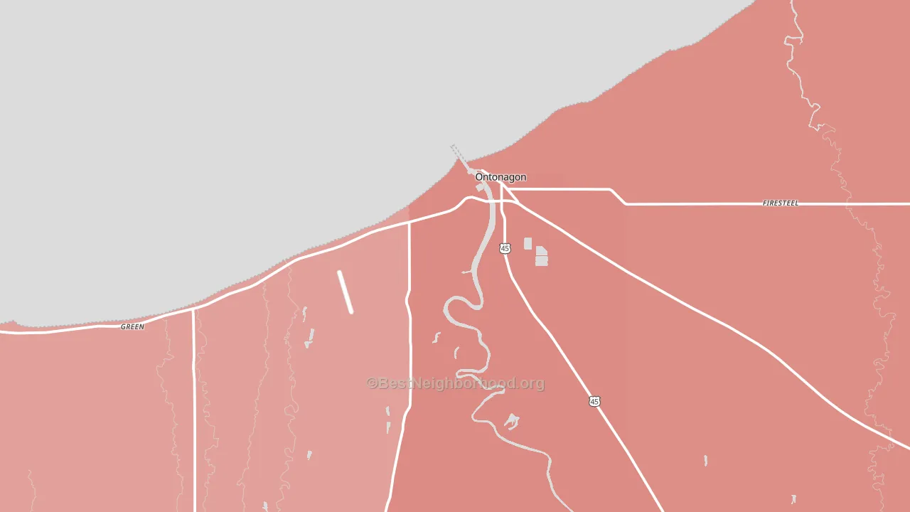 Ontonagon, MI block-group political-lean map