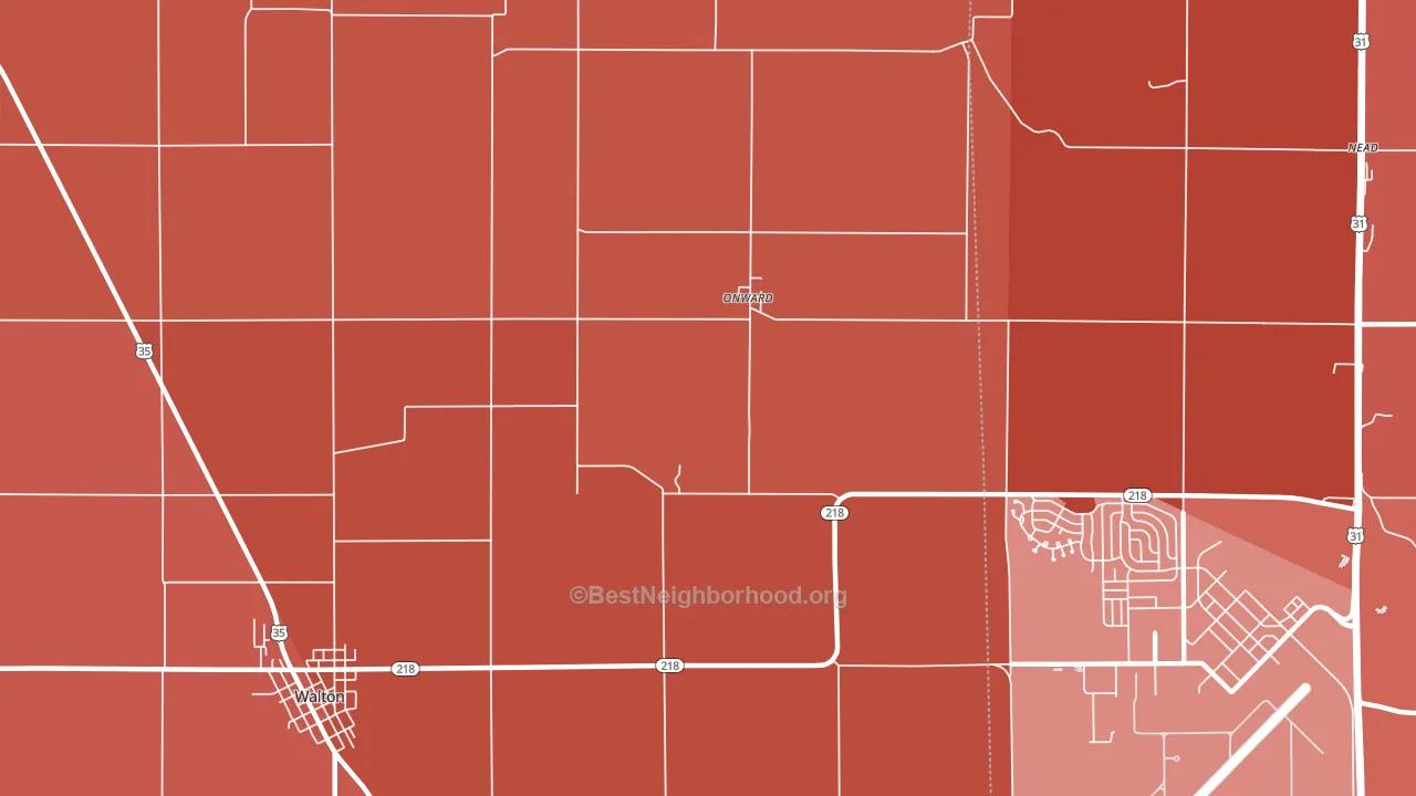 Onward, IN block-group political-lean map