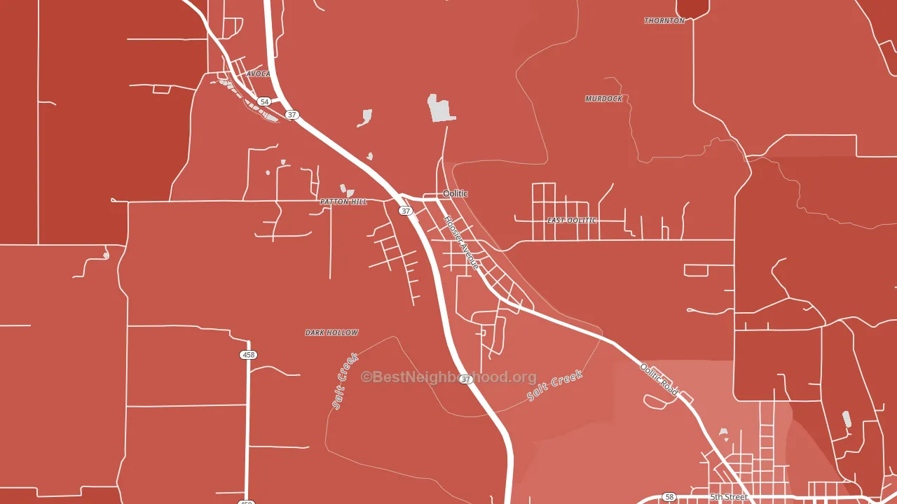 Oolitic, IN block-group political-lean map