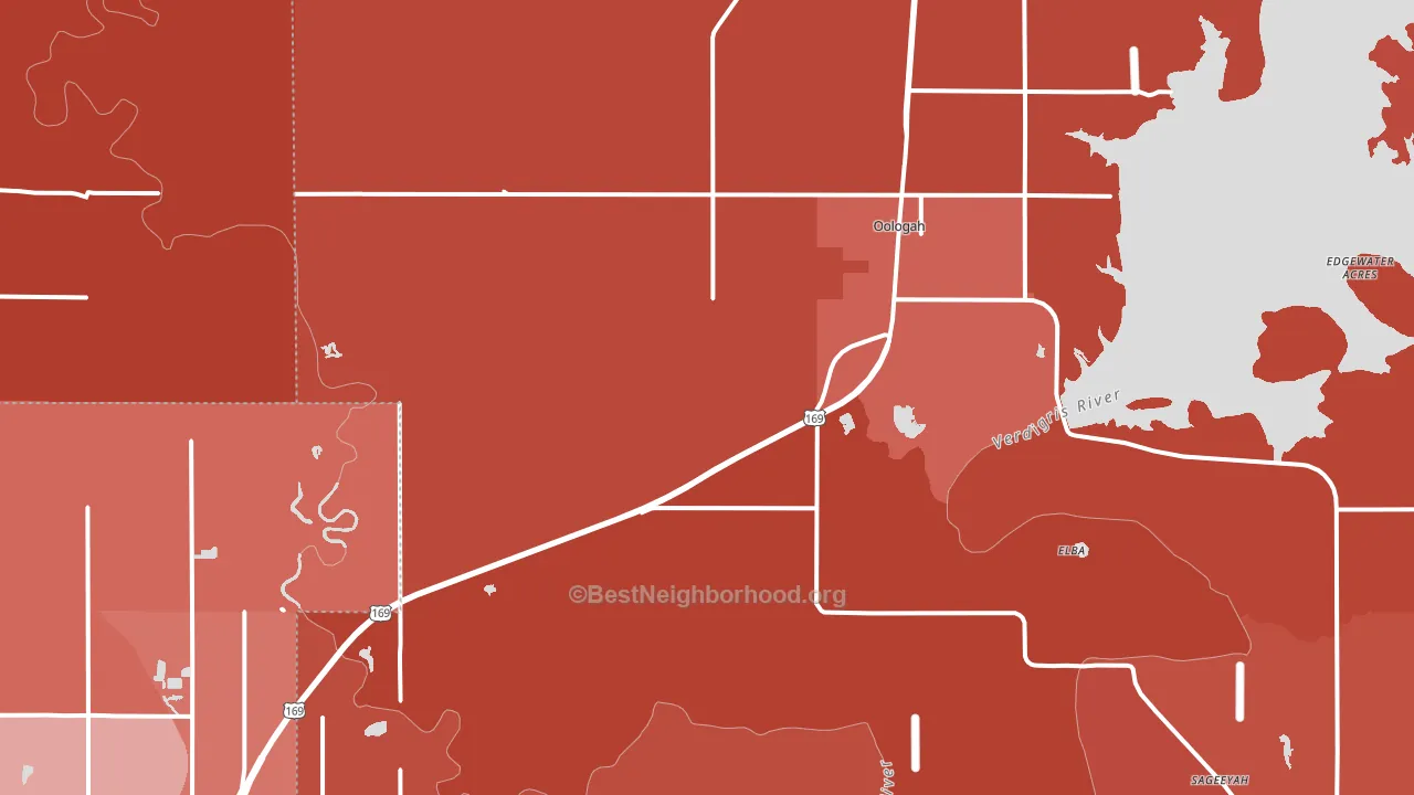 Oologah, OK block-group political-lean map