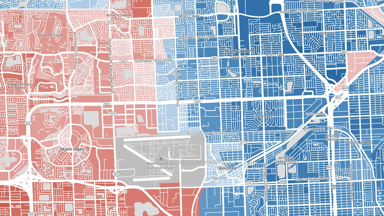 Opa-Locka, FL block-group political-lean map