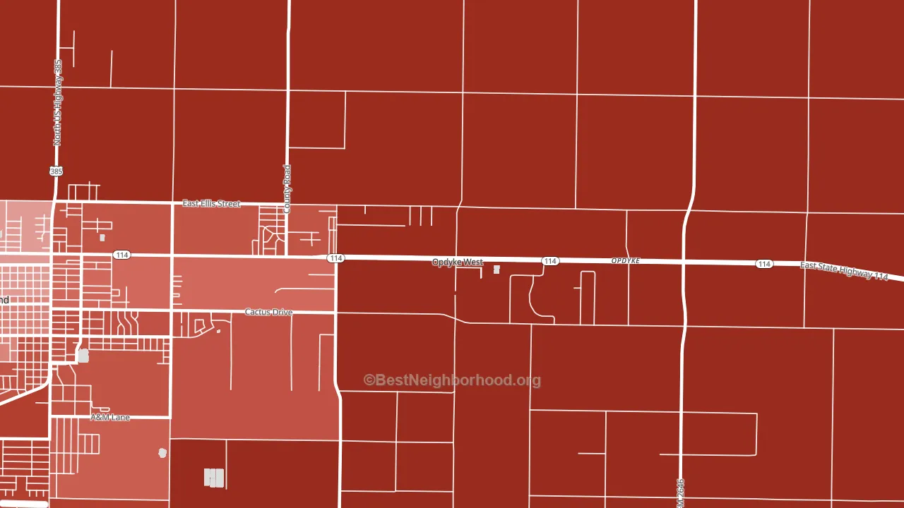 Opdyke West, TX block-group political-lean map