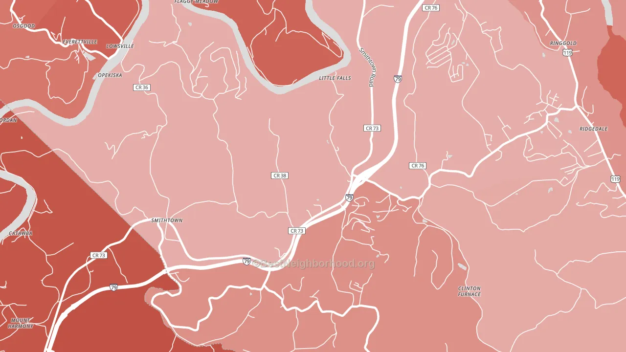 Opekiska, WV block-group political-lean map