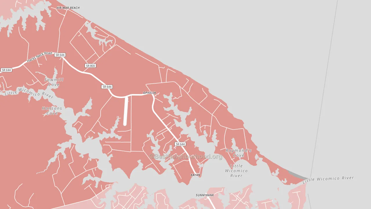 Ophelia, VA block-group political-lean map