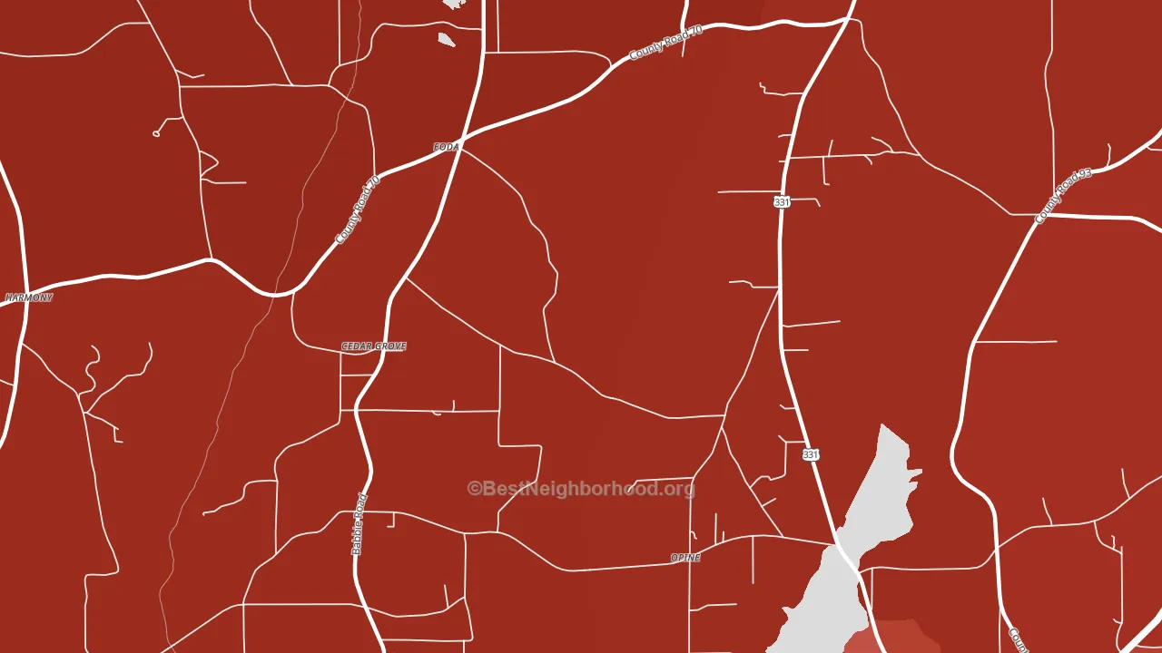 Opine, AL block-group political-lean map