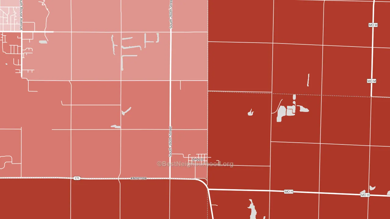 Opolis, KS block-group political-lean map