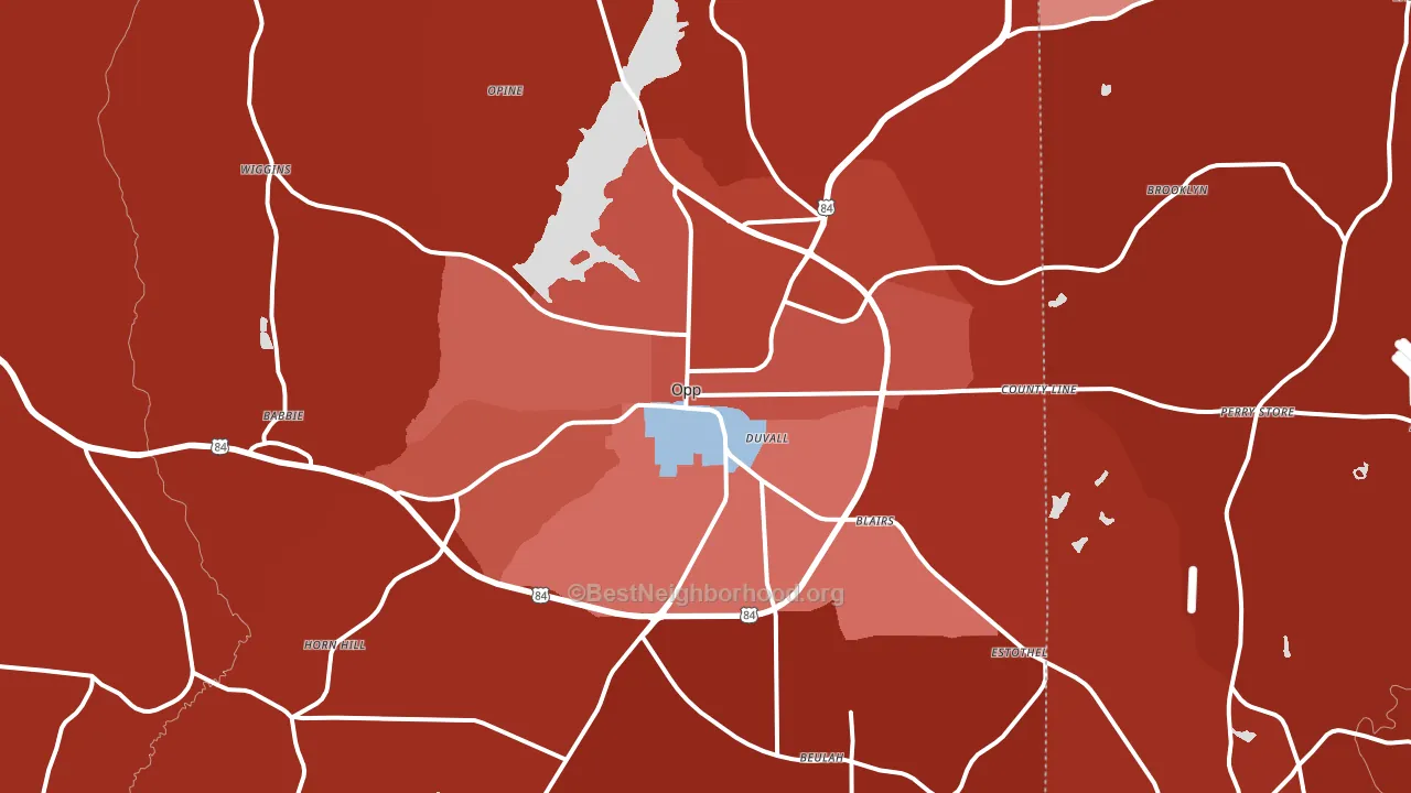 Opp, AL block-group political-lean map