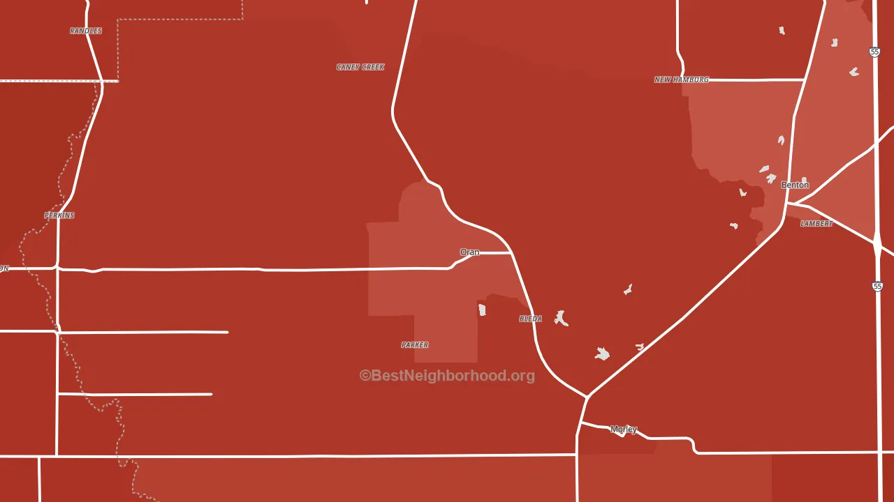 Oran, MO block-group political-lean map